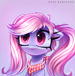 Size: 2800x2840 | Tagged: safe, artist:opal_radiance, derpibooru import, oc, oc only, oc:dandelette, earth pony, pony, farmer, gradient background, solo