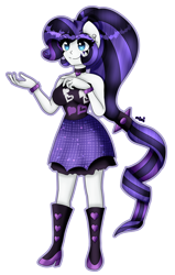 Size: 2032x3191 | Tagged: safe, artist:dazzlingmimi, derpibooru import, rarity, human, equestria girls, breasts, cute, female, hand on chest, ponied up, ponytail, raribetes, raritits, simple background, transparent background