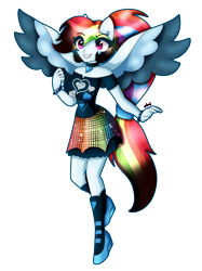 Size: 2816x3765 | Tagged: safe, artist:dazzlingmimi, derpibooru import, rainbow dash, human, cute, dashabetes, ponied up, ponytail, rainbow dash always dresses in style, simple background, smiling, transparent background