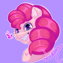 Size: 4000x4000 | Tagged: safe, artist:luanbang, derpibooru import, pinkie pie, earth pony, pony, beautiful, bust, grin, illustration, pink hair, portrait, smiling