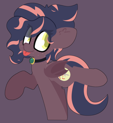 Size: 3600x3900 | Tagged: safe, artist:moonydusk, derpibooru import, oc, oc:adair affair, bat pony, pony, bat pony oc, bat wings, choker, female, solo, tongue, tongue out, wings