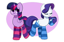 Size: 5173x3405 | Tagged: safe, artist:kittyrosie, derpibooru import, rarity, twilight sparkle, twilight sparkle (alicorn), alicorn, pony, unicorn, g4, absurd resolution, clothes, eyes closed, simple background, socks, striped socks, transparent background