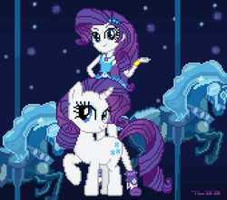 Size: 850x750 | Tagged: safe, artist:gonicfanfic, derpibooru import, rarity, unicorn, equestria girls, g4, pixel art, self paradox, self ponidox