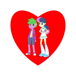 Size: 800x800 | Tagged: safe, derpibooru import, bon bon, spike, sweetie drops, human, equestria girls, g4, human spike, humanized, shipping, shipping heart, spikebon