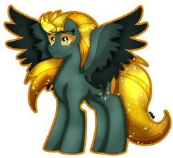 Size: 2087x1906 | Tagged: safe, artist:dazzlingmimi, derpibooru import, lightning dust, pegasus, pony, female, mare, nightmare lightning dust, simple background, smiling, solo, spread wings, transparent background, wings