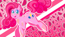 Size: 1024x576 | Tagged: safe, artist:therabbitfollower, derpibooru import, pinkie pie, earth pony, pony, g4, abstract background, female, food, mare, solo, watermelon