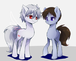 Size: 2351x1904 | Tagged: safe, artist:namaenonaipony, derpibooru import, earth pony, pony, unicorn, crossover, kaworu nagisa, male, neon genesis evangelion, ponified, shinji ikari, species swap