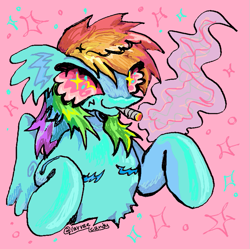 Size: 801x798 | Tagged: safe, artist:larvaecandy, derpibooru import, rainbow dash, pegasus, pony, g4, blunt, commission, drugs, marijuana, scar, smoking, solo, surgery scar, top scars