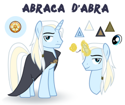 Size: 2764x2324 | Tagged: safe, artist:nebula-flare, derpibooru import, oc, oc only, oc:abraca d'abra, pony, unicorn, base used, high res, male, offspring, parent:prince blueblood, parent:trixie, parents:bluetrix, simple background, solo, stallion, white background