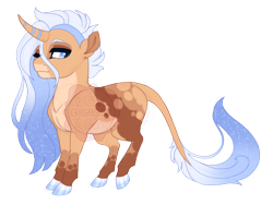 Size: 3600x2700 | Tagged: safe, artist:gigason, derpibooru import, oc, oc only, oc:chamomile, pony, unicorn, blue eyes, closed mouth, coat markings, colored hooves, curved horn, dappled, facial markings, gradient hooves, gradient mane, gradient tail, hoof polish, horn, leonine tail, lidded eyes, magical lesbian spawn, male, mealy mouth (coat marking), obtrusive watermark, offspring, one eye closed, pale belly, parent:apple cobbler, parent:princess luna, raised hoof, raised leg, simple background, smiling, solo, sparkly mane, sparkly tail, stallion, standing, striped horn, tail, transparent background, watermark
