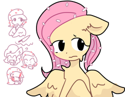 Size: 3300x2550 | Tagged: safe, artist:puddin, derpibooru import, fluttershy, pinkie pie, pegasus, g4, flaky, happy, happy tree friends, knife, wings, worried