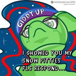 Size: 2500x2500 | Tagged: safe, artist:redpalette, derpibooru import, oc, oc:anon filly, oc:nasapone, 4chan, cel shading, female, filly, foal, giddy up, glasses, meme, shading, shitposting, snowpity