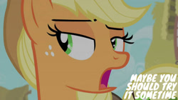 Size: 2000x1123 | Tagged: safe, derpibooru import, edit, edited screencap, editor:quoterific, screencap, applejack, simple ways, solo