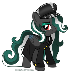 Size: 900x940 | Tagged: safe, artist:jennieoo, derpibooru import, oc, oc only, oc:messer, pegasus, pony, clothes, coat, commission, freckles, latex, looking at you, rubber, simple background, smiling, smiling at you, smug, solo, transparent background, vector