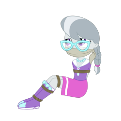 Size: 2000x2000 | Tagged: safe, artist:nie-martw-sie-o-mnie, derpibooru import, silver spoon, equestria girls, bondage, bound and gagged, clothes, damsel in distress, female, gag, kidnapped, simple background, solo, tied up, transparent background