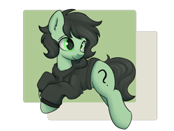 Size: 4000x3000 | Tagged: safe, artist:dumbwoofer, derpibooru import, oc, oc:anon filly, earth pony, pony, clothes, ear fluff, ears, female, filly, foal, hoodie, lying down, prone, simple background, smiling, solo, transparent background