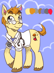 Size: 929x1238 | Tagged: safe, artist:frostedminispooner, derpibooru import, oc, oc:nursery rhyme, earth pony, pony, ask nursery rhyme, male, solo, stallion, stethoscope