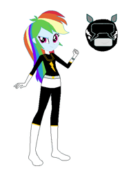 Size: 478x629 | Tagged: safe, color edit, derpibooru import, edit, rainbow dash, equestria girls, g4, black ranger, boots, colored, helmet, power rangers, shoes, simple background, solo, white background