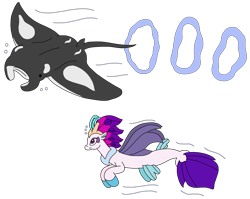 Size: 2884x2291 | Tagged: safe, artist:supahdonarudo, derpibooru import, queen novo, manta ray, seapony (g4), series:novoember, g4, my little pony: the movie, bubble, jewelry, ring, simple background, swimming, transparent background