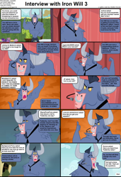 Size: 1282x1876 | Tagged: safe, derpibooru import, edit, edited screencap, screencap, iron will, minotaur, pony, comic:celestia's servant interview, g4, putting your hoof down, background pony, caption, cs captions, image macro, interview, looking at you, male, text