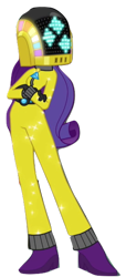 Size: 271x595 | Tagged: safe, derpibooru import, edit, edited screencap, screencap, rarity, human, equestria girls, g4, rainbow rocks, background removed, boots, clothes, costume, cropped, crossed arms, daft punk, daft rarity, helmet, high heel boots, obscured face, purple hair, shoes, simple background, solo, transparent background