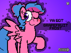 Size: 1211x899 | Tagged: safe, artist:saveraedae, derpibooru import, oc, oc only, oc:grapefruit frost, pegasus, pony, banned from equestria daily, blushing, commission, female, gradient background, implied sex, mare, solo, splash art, style emulation, ya got
