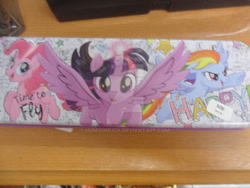 Size: 1024x768 | Tagged: safe, artist:humanmuck, derpibooru import, pinkie pie, rainbow dash, twilight sparkle, twilight sparkle (alicorn), alicorn, earth pony, pegasus, pony, g4, my little pony: the movie, female, merchandise, pencil case