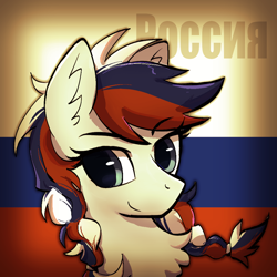 Size: 1000x1000 | Tagged: safe, artist:brella, derpibooru import, oc, oc only, oc:marussia, pony, female, mare, nation ponies, ponified, russia, russian flag, solo, species swap