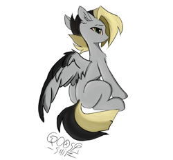 Size: 948x880 | Tagged: safe, artist:gooseshit, derpibooru import, oc, oc only, oc:tlen borowski, pegasus, pony, female, simple background, solo, spread wings, white background, wings