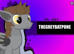 Size: 663x487 | Tagged: artist needed, safe, derpibooru import, oc, oc only, oc:devin, bat pony, pony, 1000 hours in ms paint, banned from equestria daily, gradient background, male, meme, purple background, simple background, smiling, solo, stallion, ya got