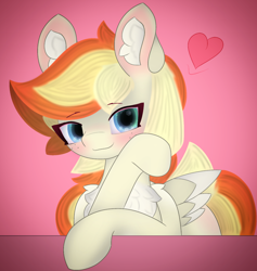 Size: 3128x3304 | Tagged: safe, artist:sodapop sprays, derpibooru import, oc, oc only, oc:sodapop sprays, pegasus, pony, chest fluff, ear fluff, ears, female, freckles, happy, in love, looking at you, mare, pegasus oc, simple background, smiling, smiling at you, solo