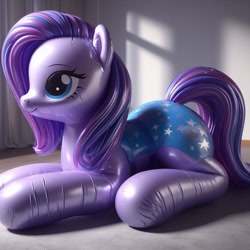 Size: 1024x1024 | Tagged: safe, ai content, derpibooru import, machine learning generated, inflatable pony, balloon pony, inflatable, purple pony, saddle, tack