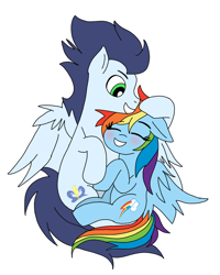 Size: 720x899 | Tagged: safe, artist:dasher666, artist:meownstersss, derpibooru import, edit, rainbow dash, soarin', pegasus, pony, g4, female, male, mare, shipping, simple background, soarindash, stallion, straight, white background