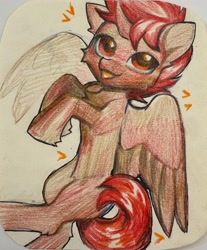 Size: 2216x2672 | Tagged: safe, artist:vensual99, derpibooru import, oc, oc:hardy, alicorn, pony, :p, chest fluff, looking at you, lying down, male, on back, pencil drawing, solo, spread wings, stallion, tongue, tongue out, traditional art, wings