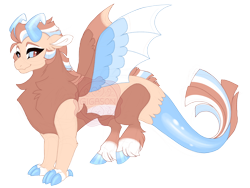 Size: 3600x2700 | Tagged: safe, artist:gigason, derpibooru import, oc, oc only, oc:eminent, draconequus, blue sclera, brown eyes, chest fluff, closed mouth, coat markings, colored claws, colored hooves, colored sclera, colored wings, concave belly, female, gradient hooves, gradient horn, horn, hybrid wings, magical threesome spawn, multicolored wings, neck fluff, obtrusive watermark, pale belly, parent:discord, parent:scorpan, parent:trixie, simple background, smiling, socks (coat marking), solo, spread wings, standing, transparent background, unshorn fetlocks, watermark, wings