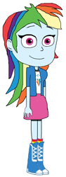 Size: 762x2017 | Tagged: safe, artist:thegothengine, derpibooru import, rainbow dash, equestria girls, g4, female, simple background, smiling, solo, white background