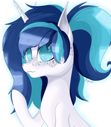 Size: 3460x3980 | Tagged: safe, artist:krymak, derpibooru import, gleaming shield, shining armor, pony, unicorn, g4, female, freckles, mare, rule 63, simple background, solo, white background