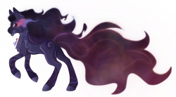 Size: 2924x1614 | Tagged: safe, artist:trashpanda czar, derpibooru import, oc, oc only, oc:the calamity, bipedal, ethereal mane, ethereal tail, eye mist, flowing mane, simple background, solo, tail, teeth, transparent background