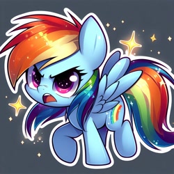 Size: 1024x1024 | Tagged: safe, ai content, derpibooru import, machine learning generated, rainbow dash, pegasus, pony, cute, female, mare, prompter:fluttershysaidsyayyy, solo, sticker