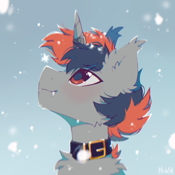 Size: 1800x1800 | Tagged: safe, artist:mirtash, derpibooru import, oc, oc only, pony, unicorn, horn, snow, snowfall, solo, unicorn oc