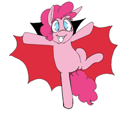 Size: 989x900 | Tagged: safe, artist:dsstoner, pinkie pie, earth pony, pony, undead, vampire, cape, clothes, fangs, female, mare, pinktober