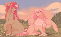 Size: 5107x3120 | Tagged: safe, artist:glorymoon, derpibooru import, fluttershy, tree hugger, earth pony, pegasus, pony, g4, duo, female