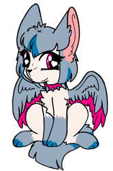 Size: 1781x2681 | Tagged: safe, artist:rainbowwing, derpibooru import, oc, oc only, oc:shasuyo, fox, fox pony, hybrid, pegasus, pony, 2024 community collab, choker, collar, derpibooru community collaboration, looking at you, simple background, sitting, smiling, solo, spiked choker, spiked collar, spread wings, transparent background, wings