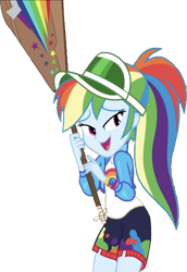 Size: 1733x2520 | Tagged: safe, derpibooru import, edit, edited screencap, editor:homersimpson1983, screencap, rainbow dash, human, equestria girls, equestria girls series, g4, sunset's backstage pass!, spoiler:eqg series (season 2), background removed, clothes, female, not a vector, paddle, simple background, solo, transparent background, visor cap