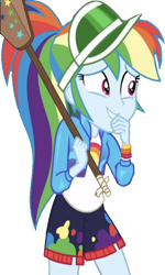 Size: 1507x2520 | Tagged: safe, derpibooru import, edit, edited screencap, editor:homersimpson1983, screencap, rainbow dash, human, equestria girls, g4, background removed, clothes, female, not a vector, paddle, simple background, solo, transparent background, visor cap