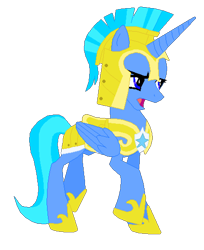 Size: 1700x2084 | Tagged: safe, artist:longplex, artist:selenaede, artist:uranus98, derpibooru import, oc, oc only, oc:uranus star, alicorn, pony, 2024 community collab, alicorn oc, armor, base used, blue eyes, concave belly, derpibooru community collaboration, female, folded wings, frown, helmet, hoof shoes, horn, mare, open mouth, simple background, slim, solo, thin, transparent background, unamused, wings