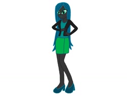 Size: 1024x768 | Tagged: safe, artist:chanyhuman, derpibooru import, queen chrysalis, human, equestria girls, g4, description is relevant, equestria girls-ified, simple background, solo, story included, vice president, white background