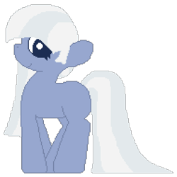 Size: 950x950 | Tagged: safe, artist:castafae, derpibooru import, oc, oc only, oc:snowy, earth pony, pony, blank flank, female, long mane, long tail, mare, pixel art, simple background, solo, tail, transparent background