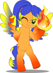 Size: 3604x5000 | Tagged: safe, artist:jhayarr23, derpibooru import, oc, oc only, oc:solar aura, pegasus, belly, bipedal, colored wings, commission, commissioner:solar aura, fire, fireball, gradient hooves, gradient wings, pegasus oc, simple background, solo, sorceress, transparent background, wings, ych result, your character here