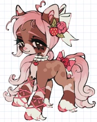 Size: 1622x2048 | Tagged: safe, artist:p0nyplanet, derpibooru import, oc, oc only, earth pony, pony, adoptable, bow, choker, female, hair accessory, hair bow, lace, mare, solo, tail, tail bow